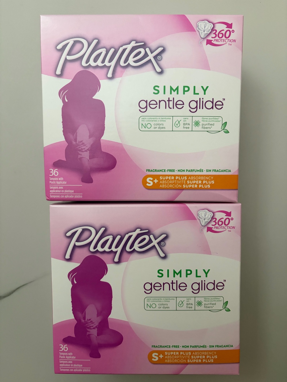(2) Playtex Simply Gentle Glide Super Plus Absorbency Tampons 36ct Each